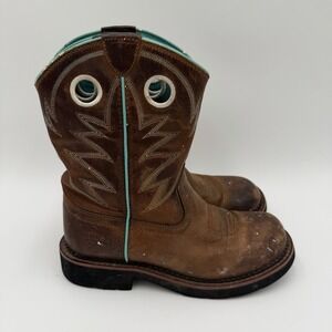 Ariat‎ Fatbaby Cowgirl Boots Brown Turquoise Round Toe Girls Size 3 Western